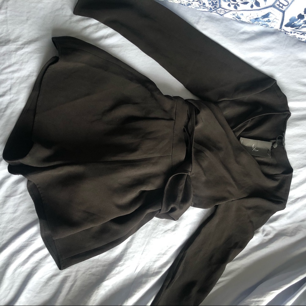 Black wrap tie romper